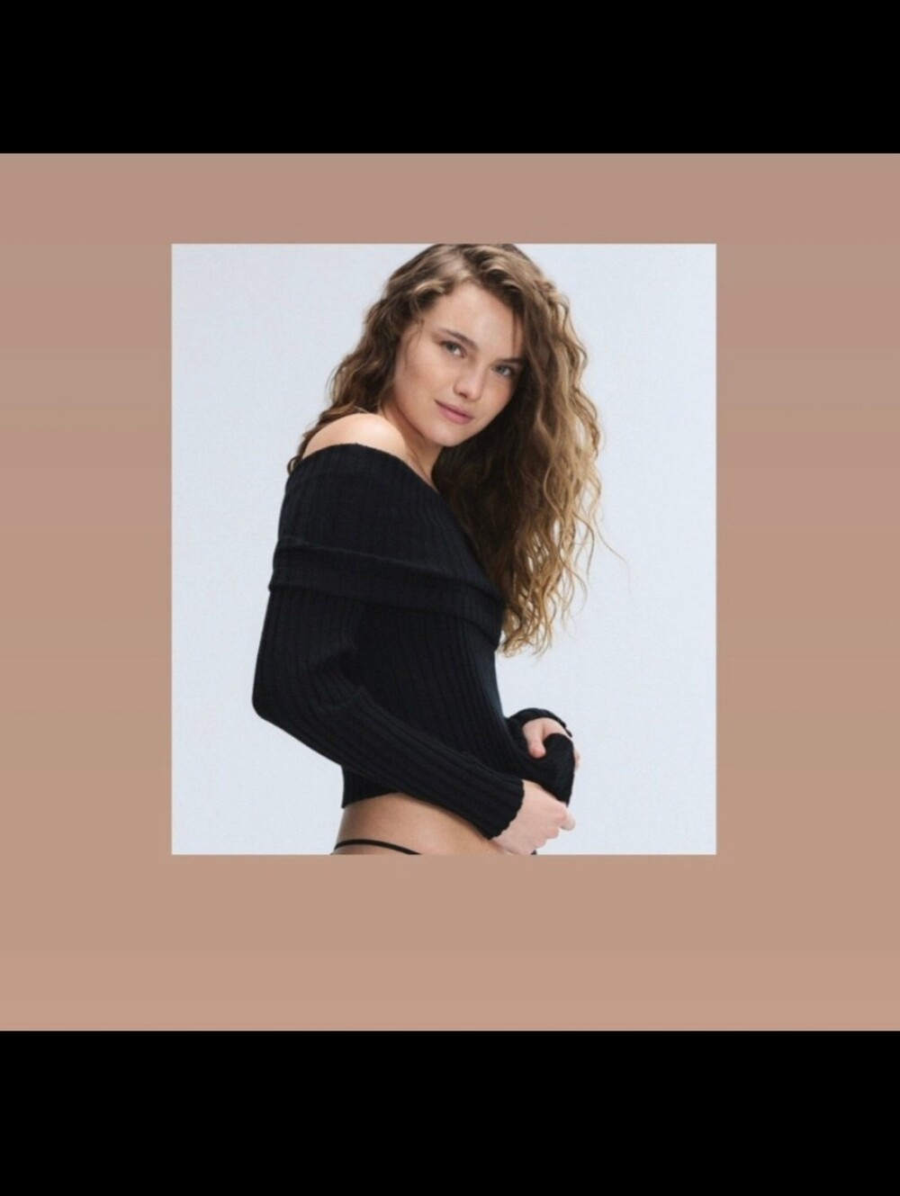 Savage X Fenty Black Off-the-Shoulder Ribbed Sweater